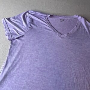 Avia Womens Purple Space Dye V-Neck Activewear T-Shirt Plus Size XXXL 22